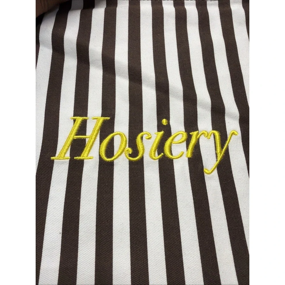 Vintage Henri Bendel Hosiery Drawstring Storage Bag Brown White Stripe 16x12 NY
